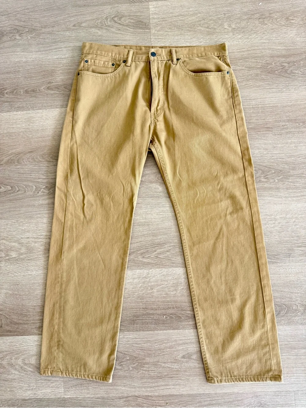 Levi's 505 Regular Fit Pants Men Size 36x30 Khaki Tan Straight Leg Denim Chinos